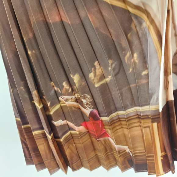 Mo & Co Edition Platnium pleated midi skirt with ballet dance print Size Medium - Picture 4 of 8